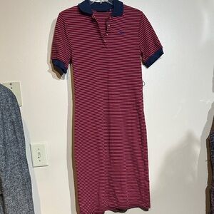 Hunters run Classic Striped Polo Dress in Red and Navy